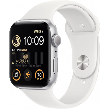 Apple Watch SE 2022 2nd Generation (GPS, 44mm) - Silver Aluminium Case with M/L White Sport Band Apple Watch SE 2022 2nd Generation (GPS, 44mm) - Silver Aluminium Case with M/L White Sport Band